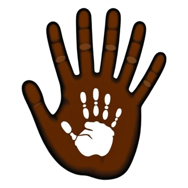 A handprint silhouette surrounded by dotted patterns.















 sticker