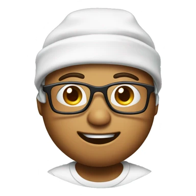 A poop emoji sweating and wearing a scrub cap with glasses. sticker