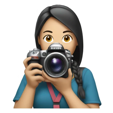 asian woman holding a nikkon camera sticker