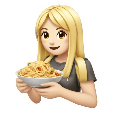 Anime girl eating pasta sticker