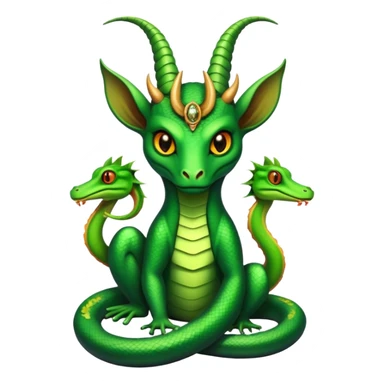 A green serpent  feminine Baphomet  with frogs and geckos sticker