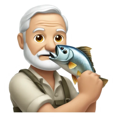 Ernest Hemingway holding a fish in his hands sticker