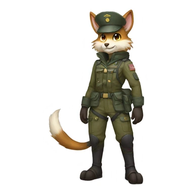 Anthro Fur-Sona-Fakémon with a military outfit Full Body sticker