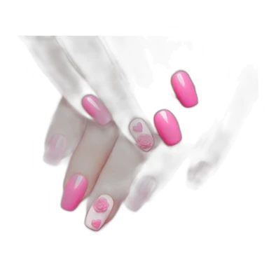 Pink heart-pink flower-pink nails-cat sticker
