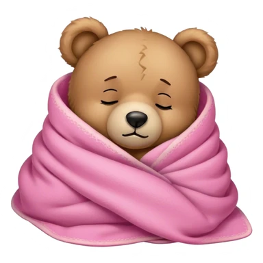 Sleepy teddy with pink blanket sticker