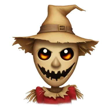 A relatively scary scarecrow wearing a red dress and winking one eye sticker