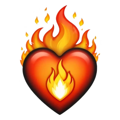 black heart with a flame effect sticker