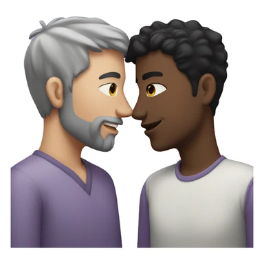 Two men kissing, one of the white with lavender hair and the other person is black with black hair  sticker