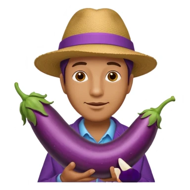 Man and long eggplant sticker