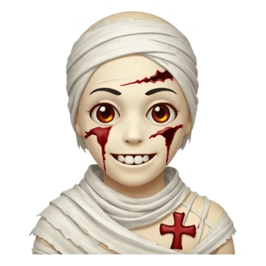 halloween mummy smiling and with blood stains sticker