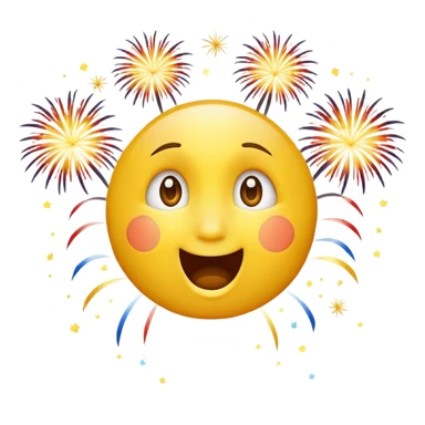 yellow face looking up at fireworks, excited expression sticker