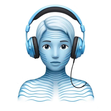 a living being made of sound waves listening to music with headphones sticker