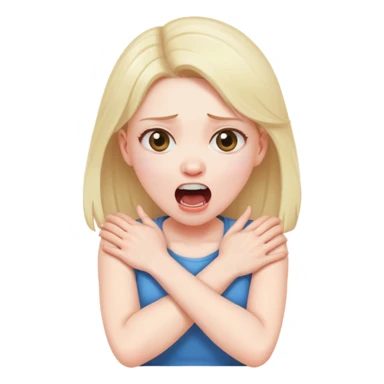 arms crossed holding neck screaming girl sticker