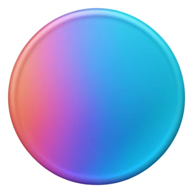 Credit coin in gradient of turquoise, blue, pink, purple, and coral as the main surface sticker