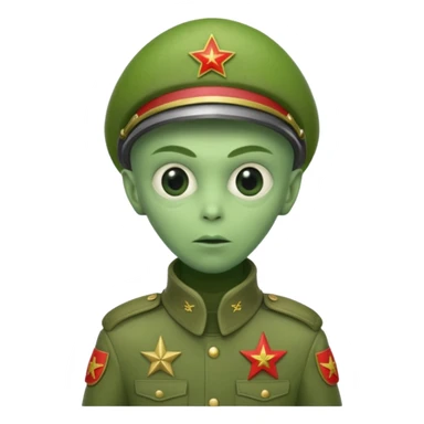 alien, wearing cccpp soldier custome, half body sticker
