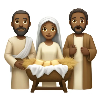 Holy manger scene with light brown skin tone Jesus, Mary, and Joseph  sticker