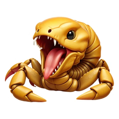 Cinematic Cute Yawning Emperor Scorpion Portrait Emoji, Head tilted slightly with a dramatic, wide-open yawn, showcasing a soft, textured exoskeleton with subtly drooping pincers and half-closed eyes in drowsy contentment, Simplified yet irresistibly adorable features, highly detailed, glowing with a soft, cozy glow, high shine, relaxed yet expressive, stylized with a dash of desert charm, soft glowing outline, capturing the essence of a sleepy yet affectionate scorpion that seems ready to stretch out for a nap! sticker