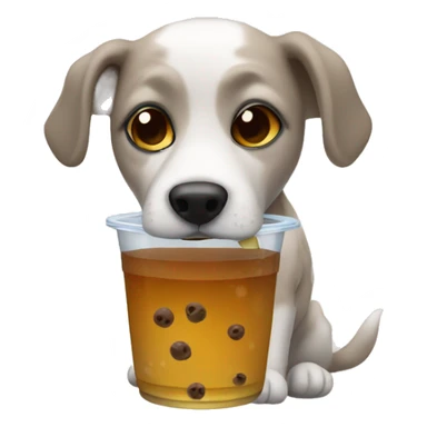 A dog drinking boba  sticker