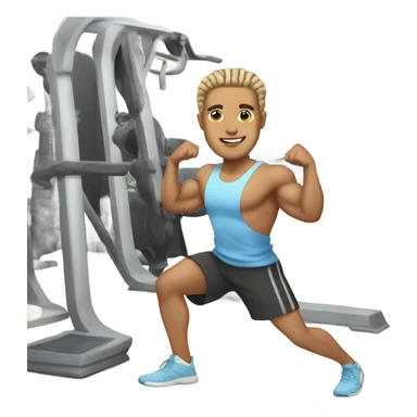 light skin male with braided hair working out in the gym sticker