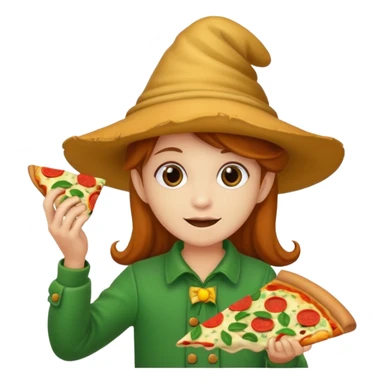 Duende verde comendo pizza sticker