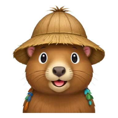 capybara with coconut hat sticker