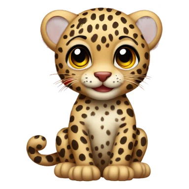 Baby leopard holding a red heart  sticker