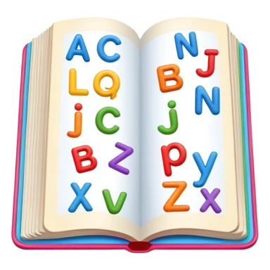 English language learning book with alphabet letters sticker