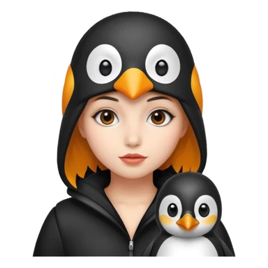 A girl with penguin outfit  sticker