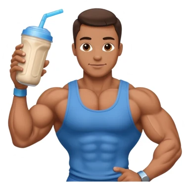 bodybuilder holding protein shake sticker