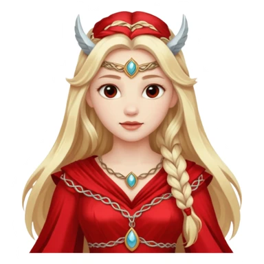 Freya, Love Goddess from Norse Mythology with long blonde hair, red outfit sticker