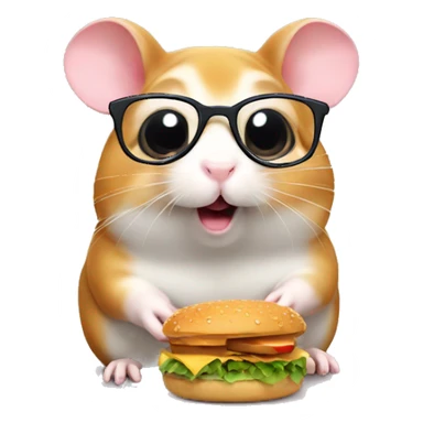 Hamster with glasses Eat hamburger sticker