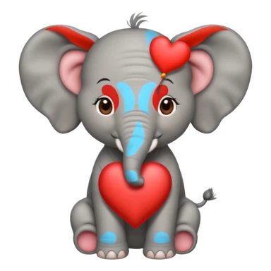 Elephant calf with small heart symbol on head, circus cloth sticker