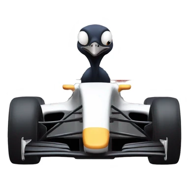 Ostrich in a f1 car sticker