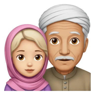 Old Muslim man with little girl sticker