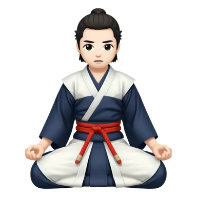 kneeling samurai in all white kimono sticker