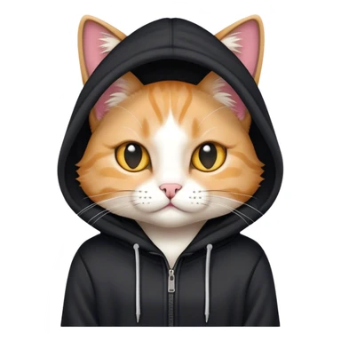 A cat with a black hoodie sticker