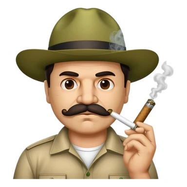 El Chapo Guzman with mustache smoking a marijuana joint sticker