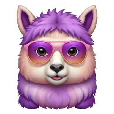 gradient purple color peach pink white cute eyes lama sun glasses sticker
