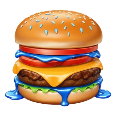 A burger with blue goo dripping out of it sticker