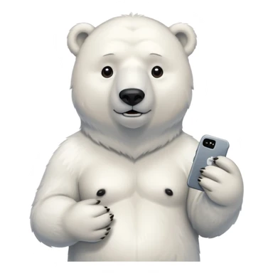 Serious Polar Bear standing body with iphone in hand  sticker