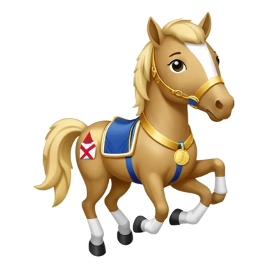 anthropomorphised horse in a hip-hop outfit, wearing a gold medal sticker