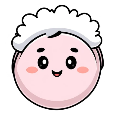 cute powder puff with face for makeup application sticker