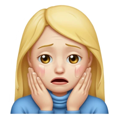 Plain crying emoji with two hands rapped around neck sticker