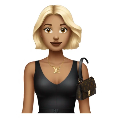 Blonde girl with Louis Vuitton monogram bag in tight short all black dress sticker