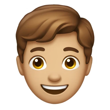 emoji brown hair with laughing happy face, no body sticker