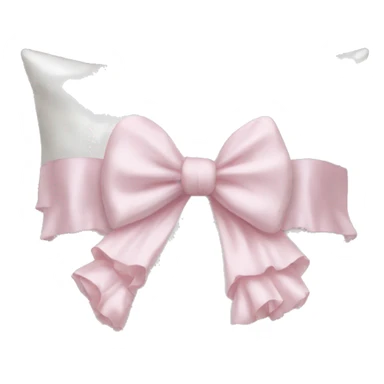 White silk pillow with ruffles and light pink bow in middle sticker