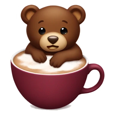Baby bear inside of a cup of hot cocoa. Burgundy colored cup.  sticker