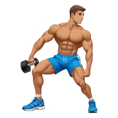 side-view bodybuilder dumbbell lunges sticker