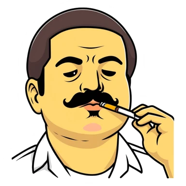 El Chapo Guzman with mustache smoking a marijuana joint sticker