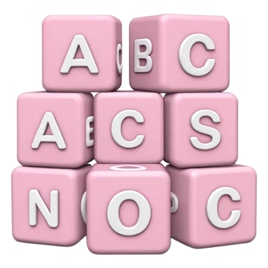 Light pink and white toy alphabet blocks stacked with different letters sticker
